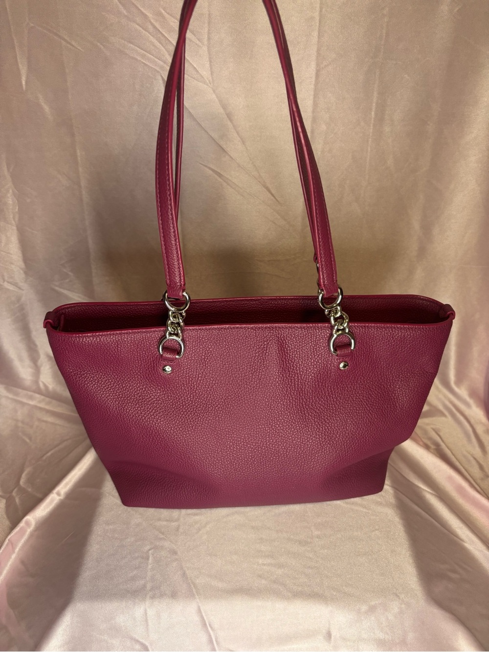 Coach Pebbled Leather Tote in Berry Plum - Picture 2 of 13